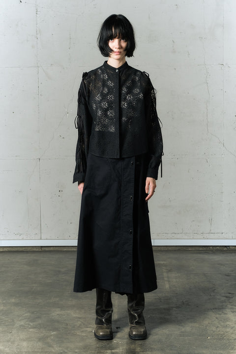 LACE TIE-SLEEVE SHIRT