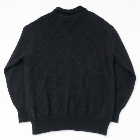 MOHAIR MESH ARGYLE KNIT POLO