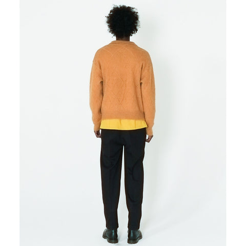 MOHAIR MESH ARGYLE KNIT POLO