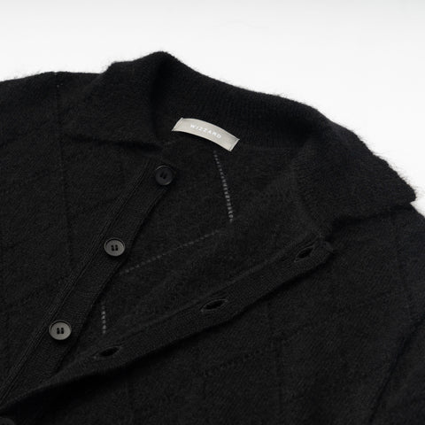 MOHAIR MESH ARGYLE KNIT POLO