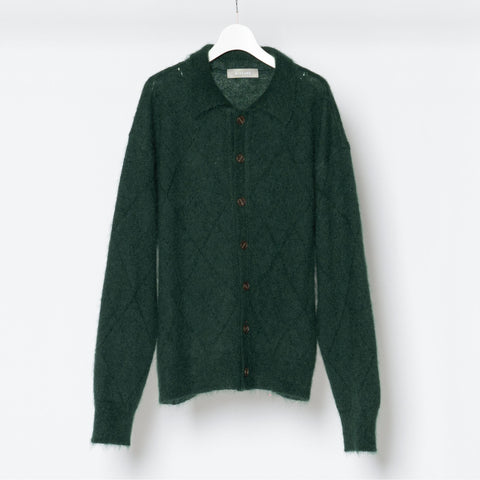 MOHAIR MESH ARGYLE KNIT POLO