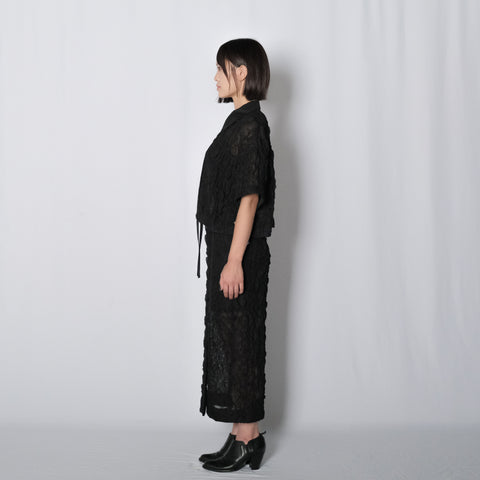 EMBROIDERY SHIRRING FAB PAJAMA BLOUSE