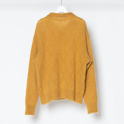 MOHAIR MESH ARGYLE KNIT POLO
