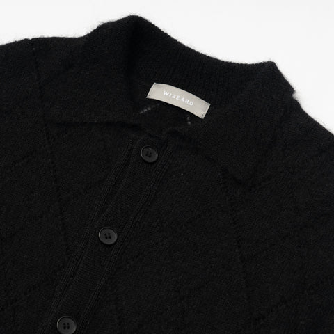 MOHAIR MESH ARGYLE KNIT POLO