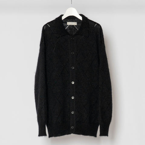 MOHAIR MESH ARGYLE KNIT POLO