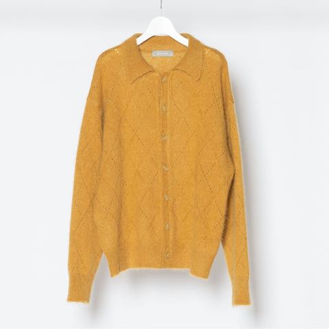 MOHAIR MESH ARGYLE KNIT POLO