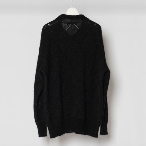 MOHAIR MESH ARGYLE KNIT POLO