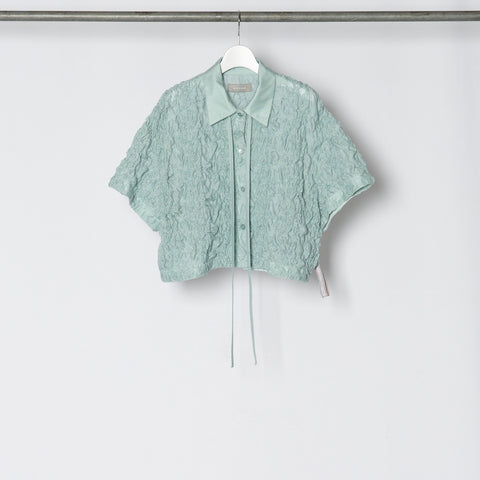 EMBROIDERY SHIRRING FAB PAJAMA BLOUSE