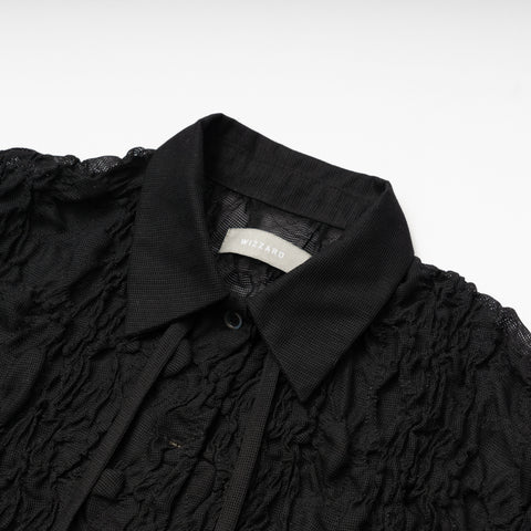 EMBROIDERY SHIRRING FAB PAJAMA BLOUSE