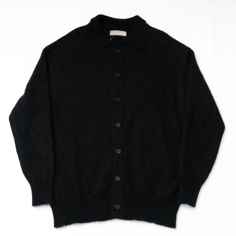 MOHAIR MESH ARGYLE KNIT POLO