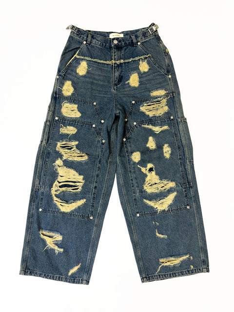DISTRESSED PAINTER DENIM PANTS