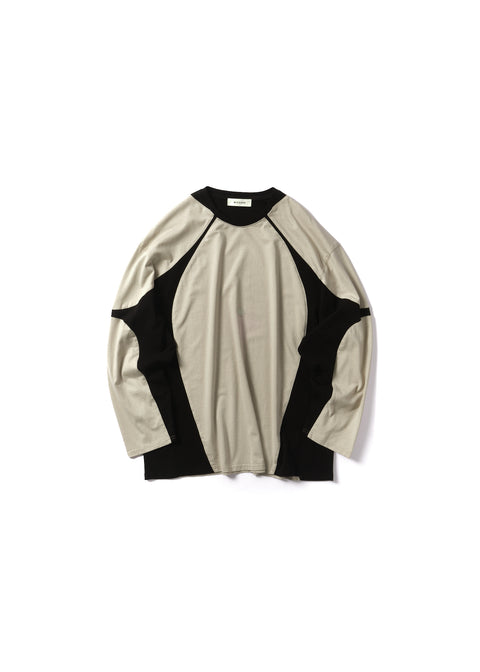 RIB PANELED L/S T-SHIRT