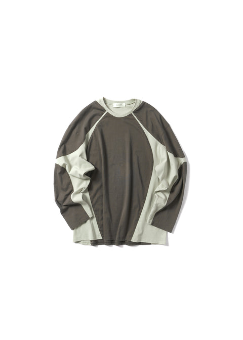 RIB PANELED L/S T-SHIRT