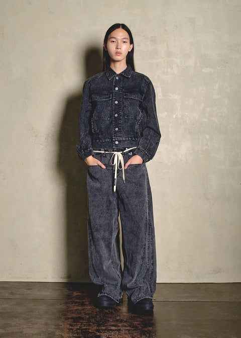 BLEACH DENIM BAGGY PANTS