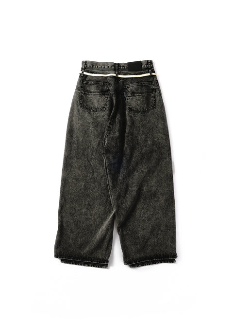 BLEACH DENIM BAGGY PANTS