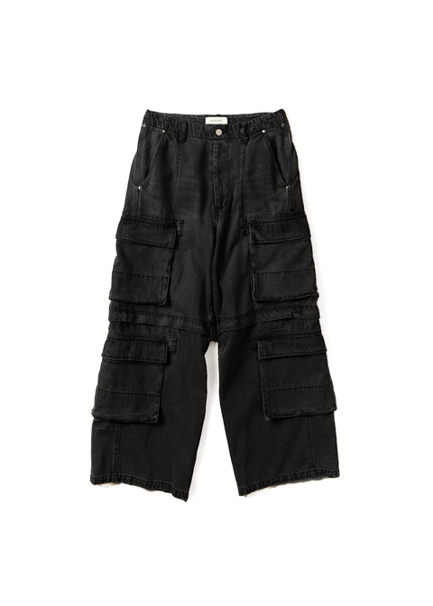 DENIM SPLIT CARGO PANTS