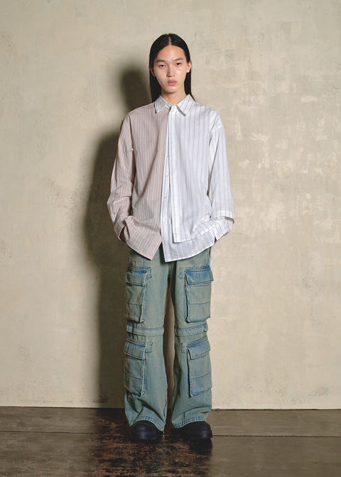 DENIM SPLIT CARGO PANTS