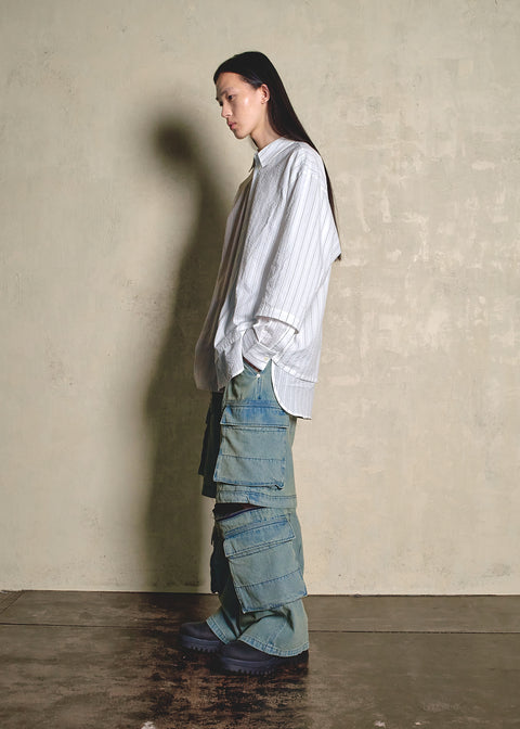 DENIM SPLIT CARGO PANTS