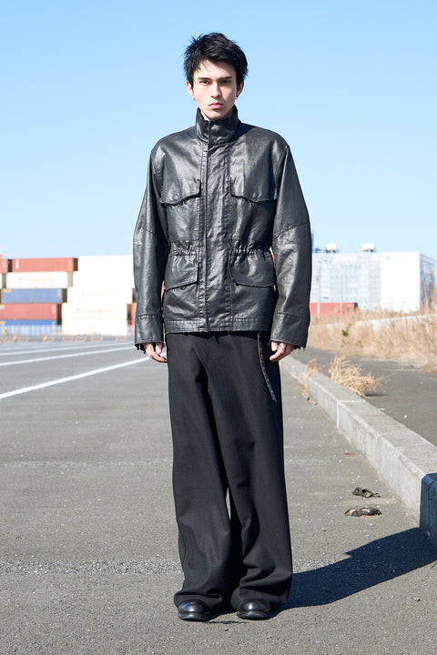 COATED FRAYED MILITARY JACKET