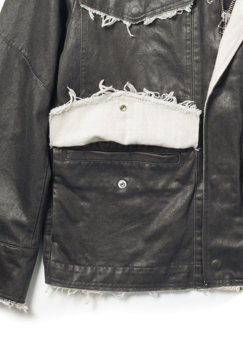 COATED FRAYED MILITARY JACKET