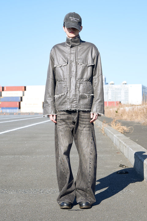 COATED FRAYED MILITARY JACKET