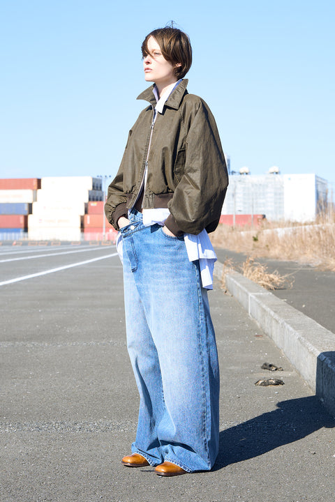 COATING COTTON WIDE SLEEVE BOMBER JACKET