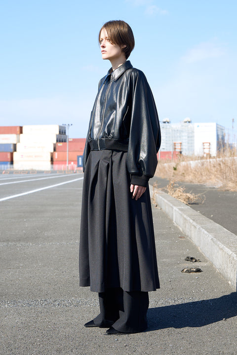 WIDE SLEEVE LEATHER BOMBER JACKET