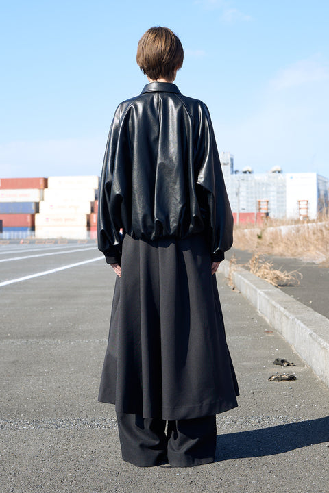WIDE SLEEVE LEATHER BOMBER JACKET