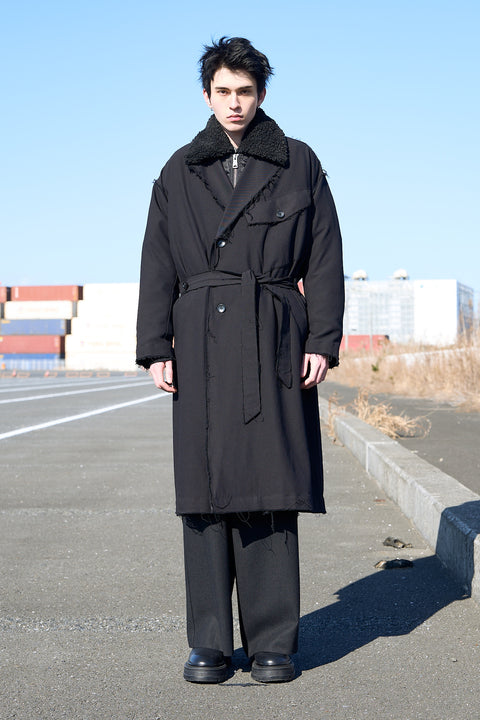 FRAYED DETAIL DOUBLE COAT