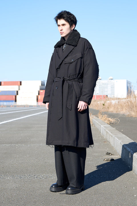 FRAYED DETAIL DOUBLE COAT
