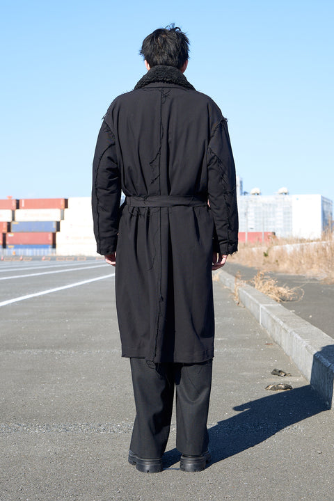 FRAYED DETAIL DOUBLE COAT