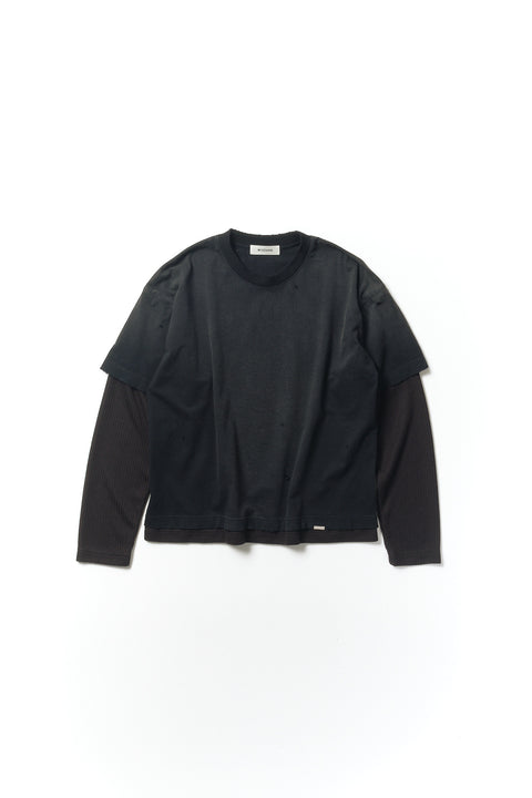 FADED TEE KNIT LAYER TOP