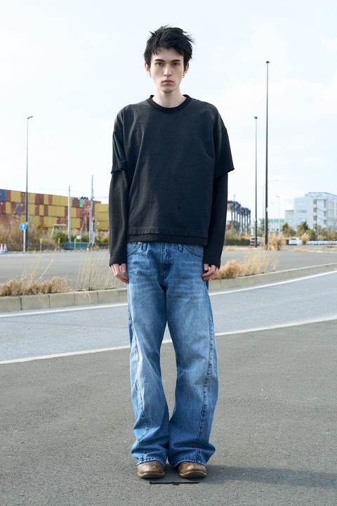 FADED TEE KNIT LAYER TOP