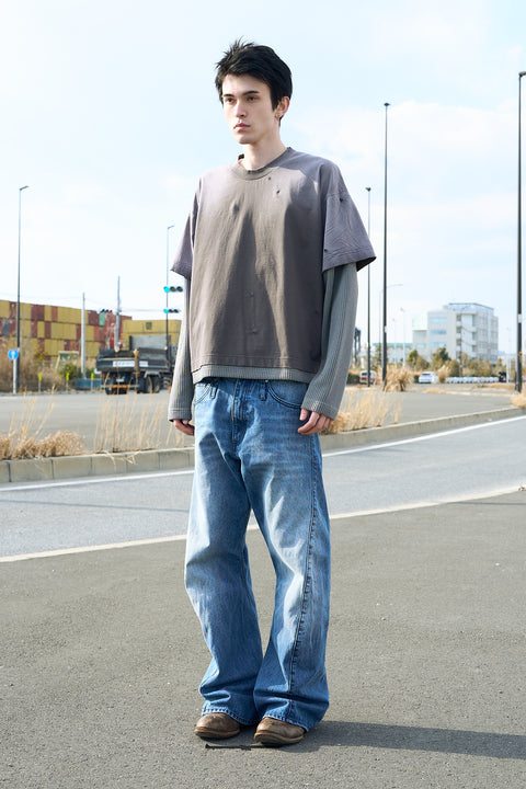 FADED TEE KNIT LAYER TOP