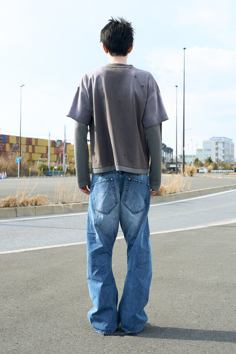 FADED TEE KNIT LAYER TOP