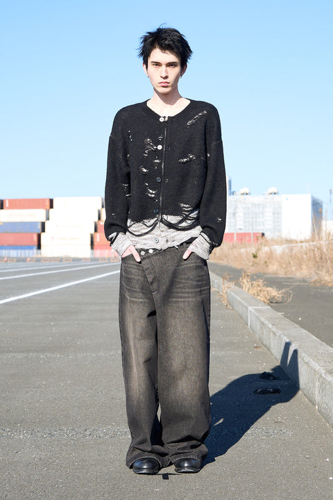 STRUCTURED DAMAGE CARDIGAN