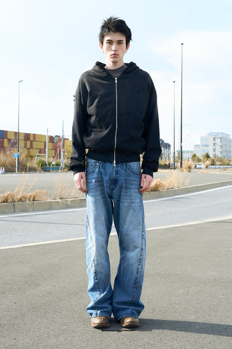 TWIST FLARE 3D DENIM PANTS