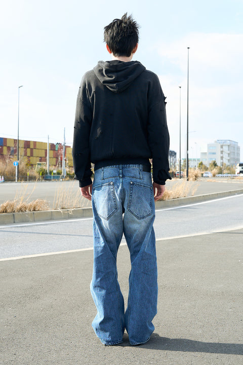 TWIST FLARE 3D DENIM PANTS