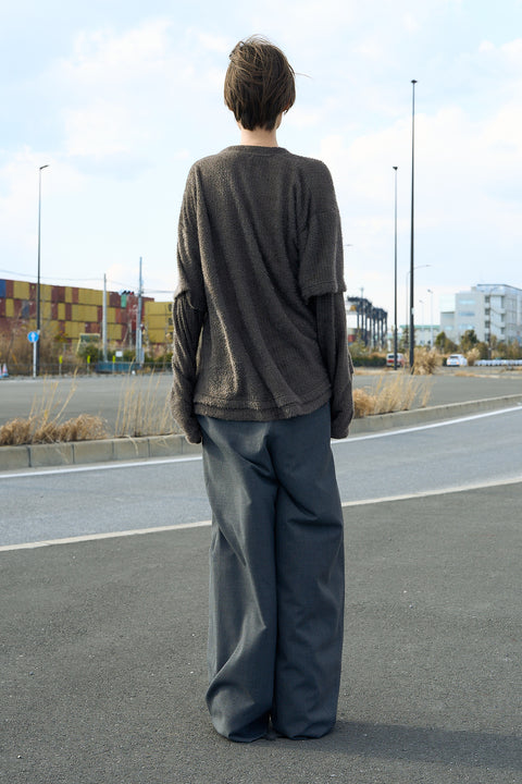 OVERLAP FRONT WOOL SLACKS