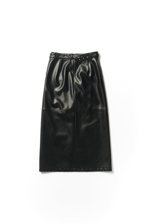 NARROW WRAP LEATHER SKIRT