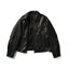 STUDDED MOTION PLEAT LEATHER JACKET