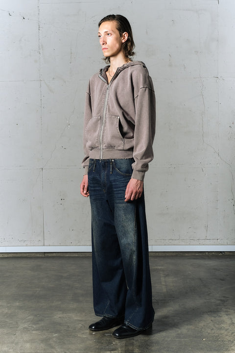 AGING TWISTED DENIM PANTS