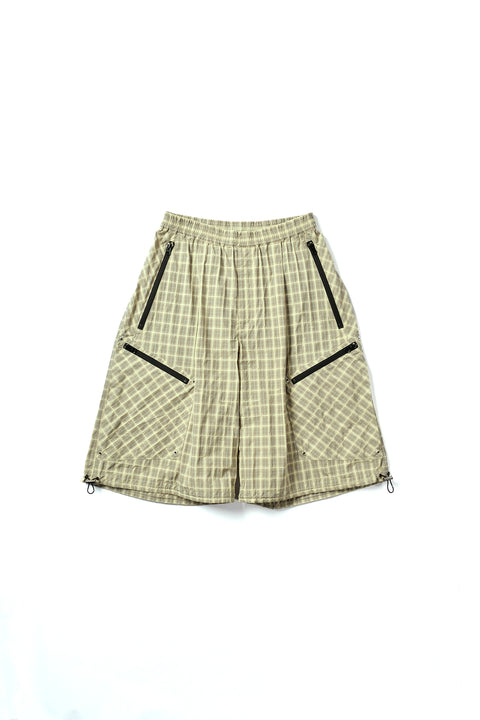 TEXTURED CHECK NYLON SHORTS
