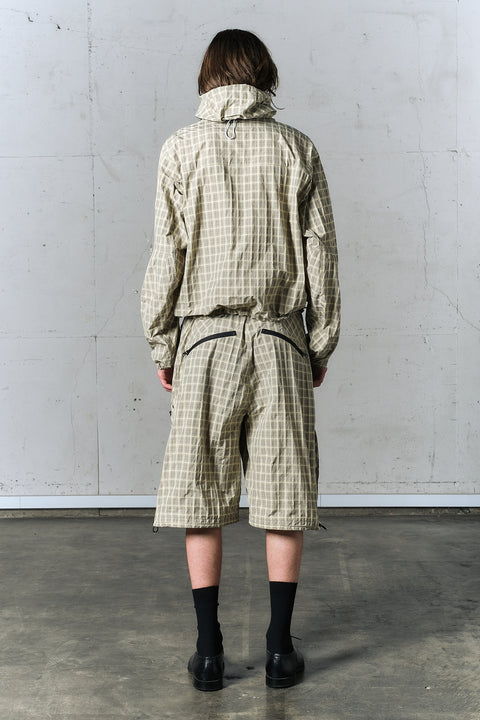 TEXTURED CHECK NYLON SHORTS