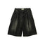 MOTION PLEAT WIDE DENIM SHORTS
