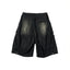 MOTION PLEAT WIDE DENIM SHORTS