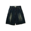MOTION PLEAT WIDE DENIM SHORTS