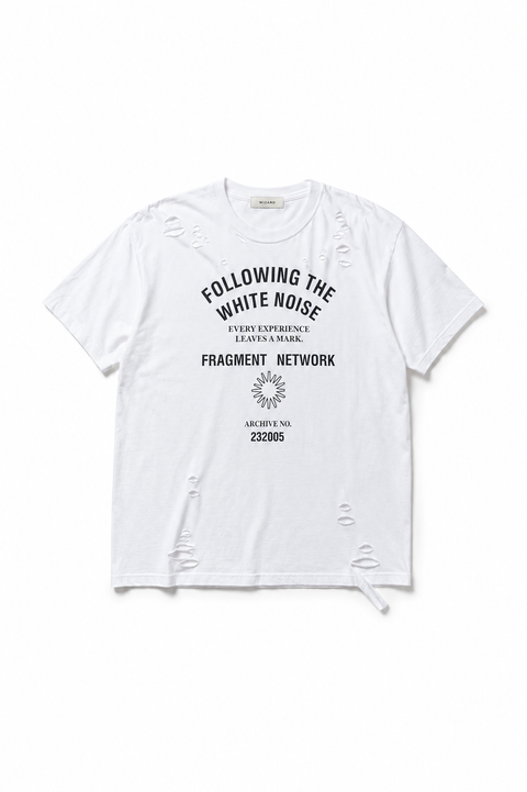 DISTRESSED GRAPHIC T-SHIRT"FOLLOWING THE WHITE NOISE"